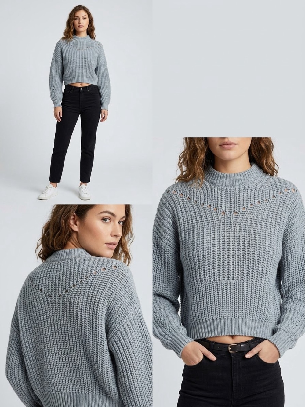 Elodie Cable Knit Cropped Sweater S